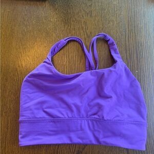 Bright purple lululemon energy longline bra